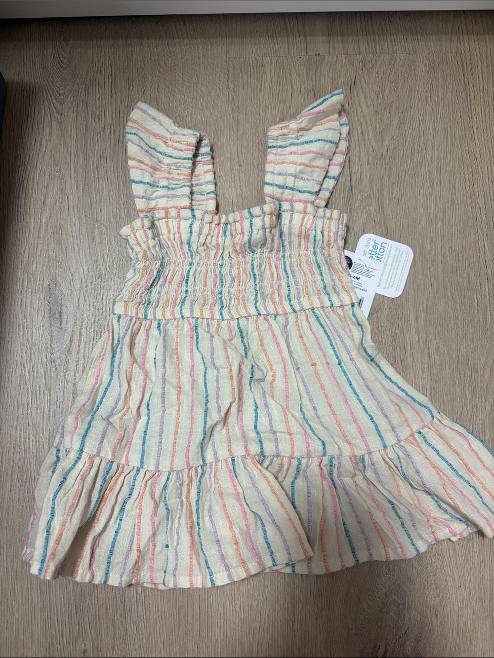 Unbranded Girls' Cream Multicolor Stripe Sundress